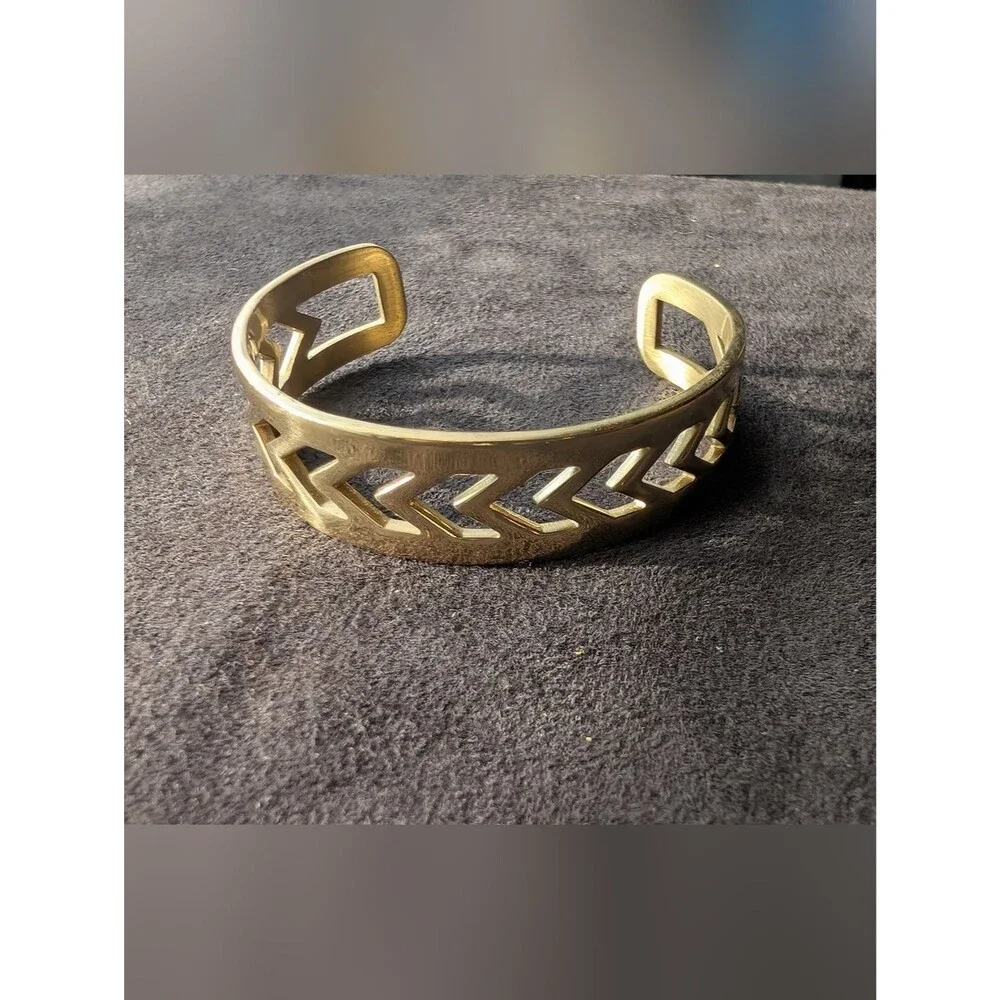 Rustic Cuff Elegant Gold Tone Cutout Chevron Cuff Bracelet